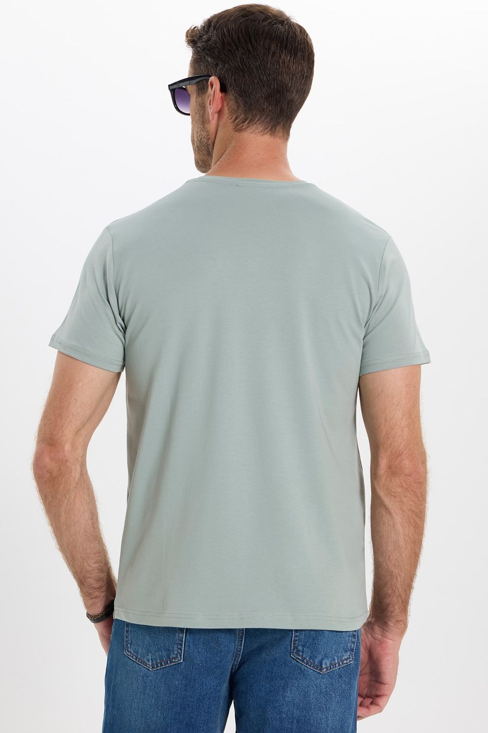 Slim Fit Bisiklet Yaka Düz Basıc Kısa Kol T-Shirt