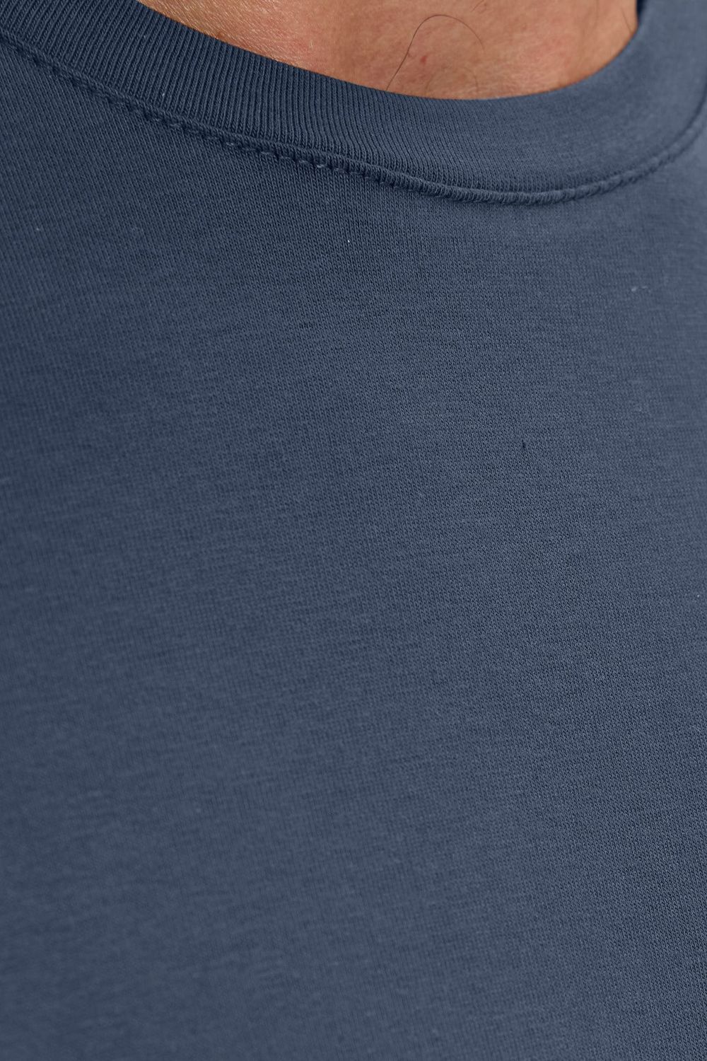 Erkek Slim Fit Dar Kesim Pamuklu Yumuşak Doku Esnek Kumaş Basic İndigo Bisiklet Yaka Tişört