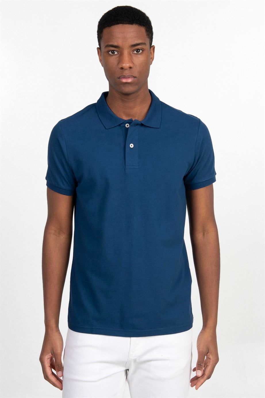 Slim Fit Düz Polo Yaka Erkek T-Shirt
