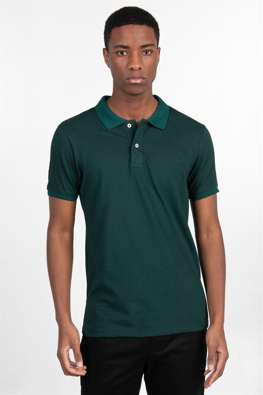 Slim Fit Düz Polo Yaka Erkek T-Shirt