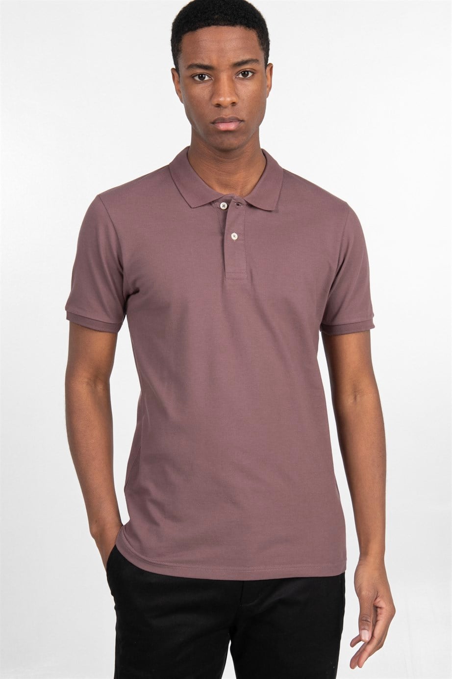 Slim Fit Düz Polo Yaka Erkek T-Shirt