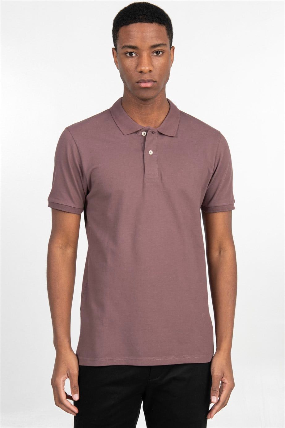 Slim Fit Düz Polo Yaka Erkek T-Shirt