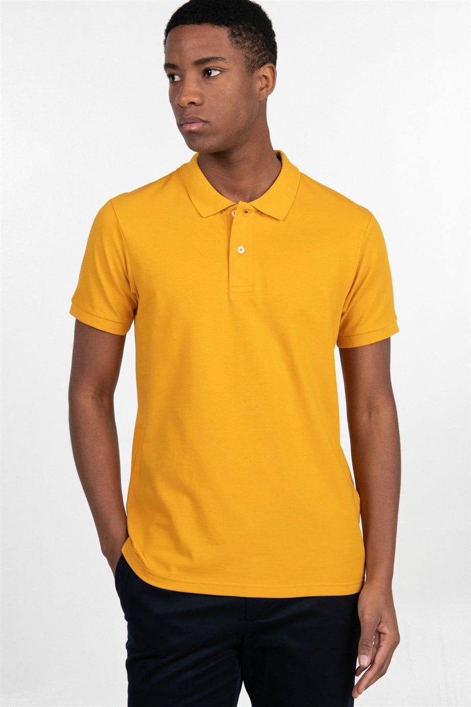 Slim Fit Düz Polo Yaka Erkek T-Shirt