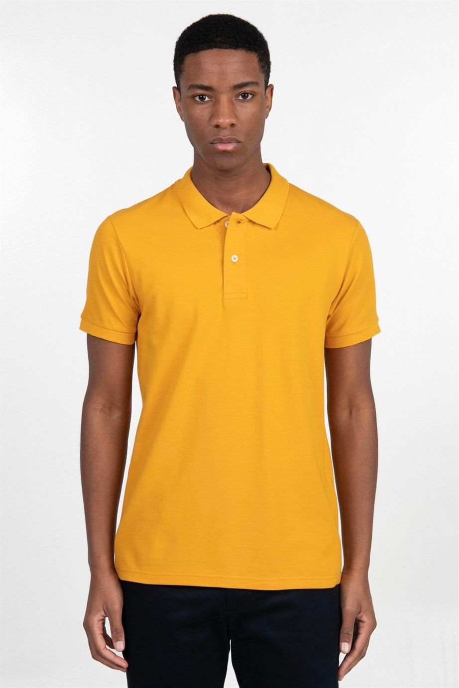 Slim Fit Düz Polo Yaka Erkek T-Shirt