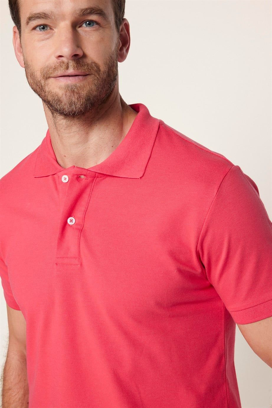Slim Fit Düz Polo Yaka Erkek  Bordo Tişört