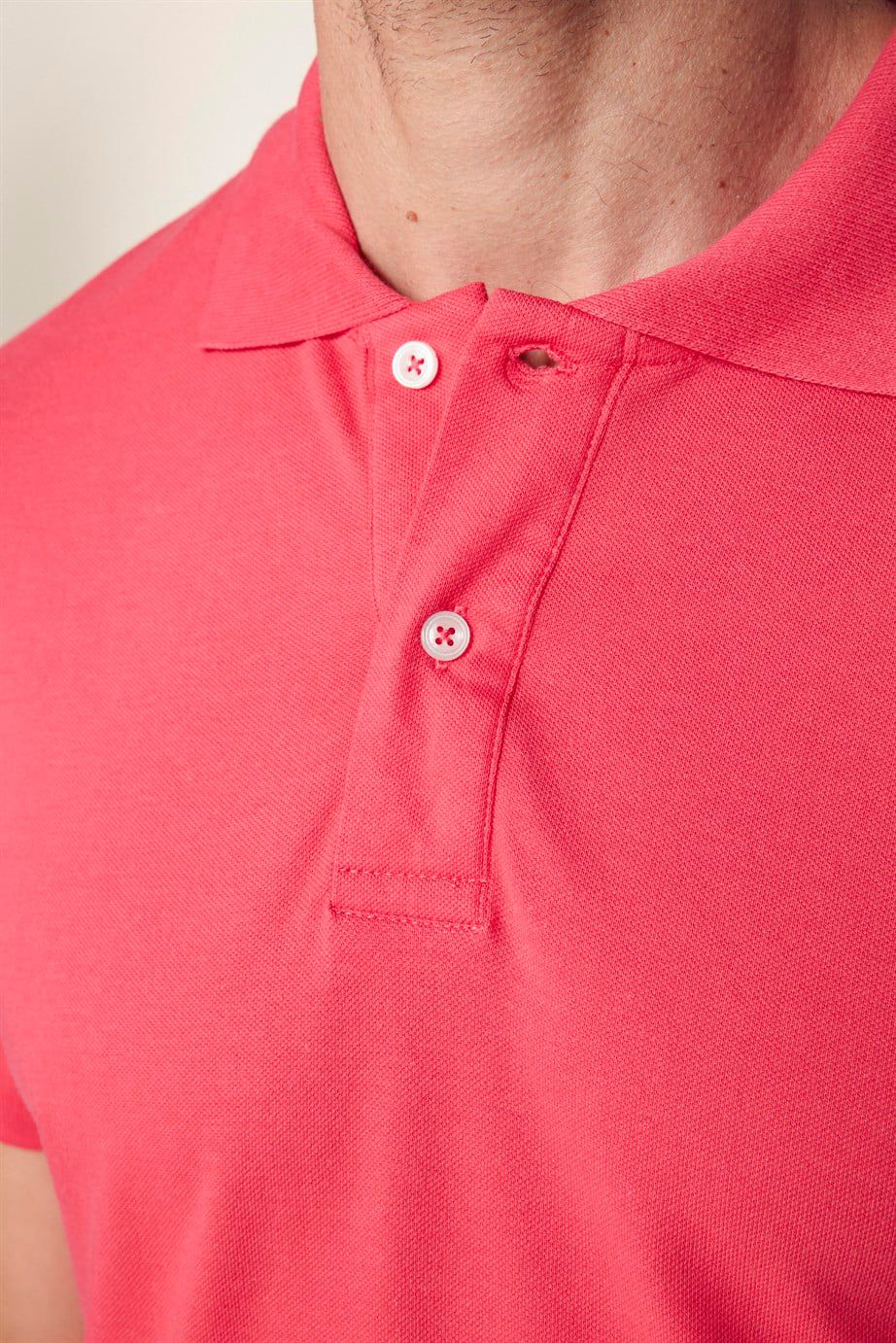 Slim Fit Düz Polo Yaka Erkek  Bordo Tişört