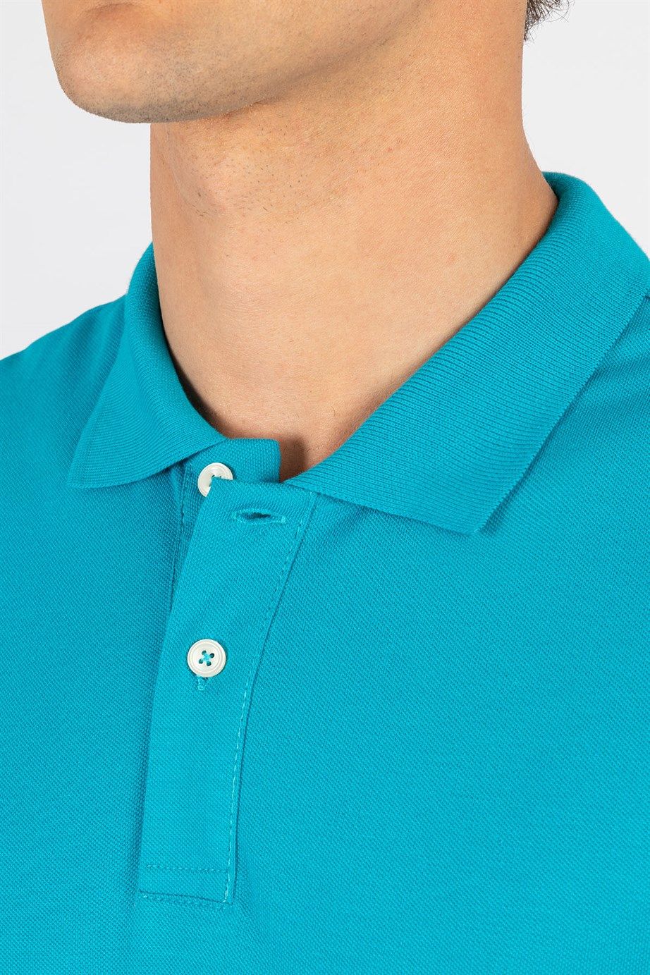 Slim Fit Dar Kesim Düz Polo Yaka Erkek T-Shirt