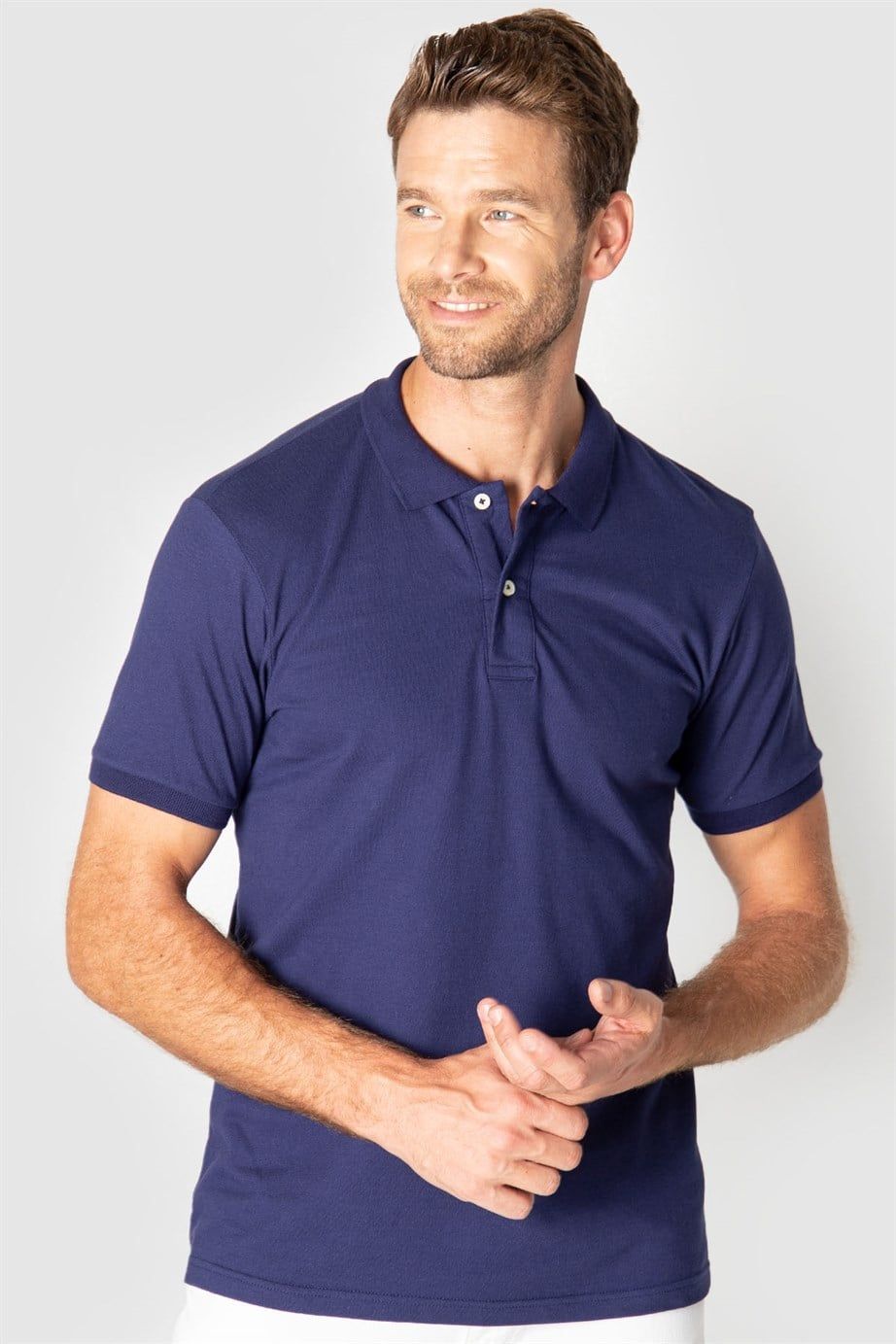 Slim Fit Dar Kesim Düz Polo Yaka Erkek T-Shirt