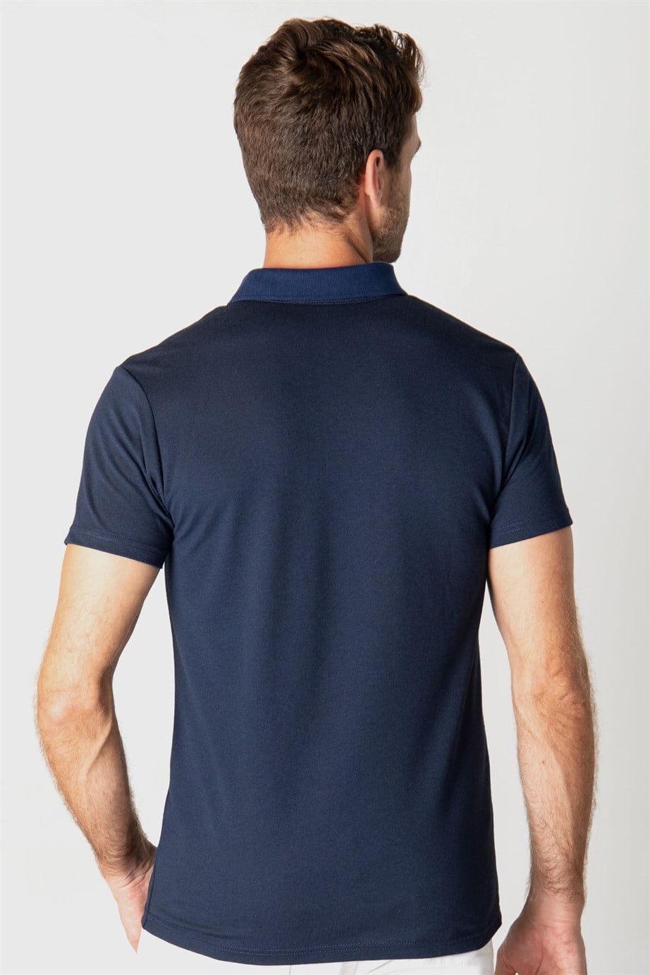 Slim Fit Dar Kesim Düz Polo Yaka Erkek T-Shirt