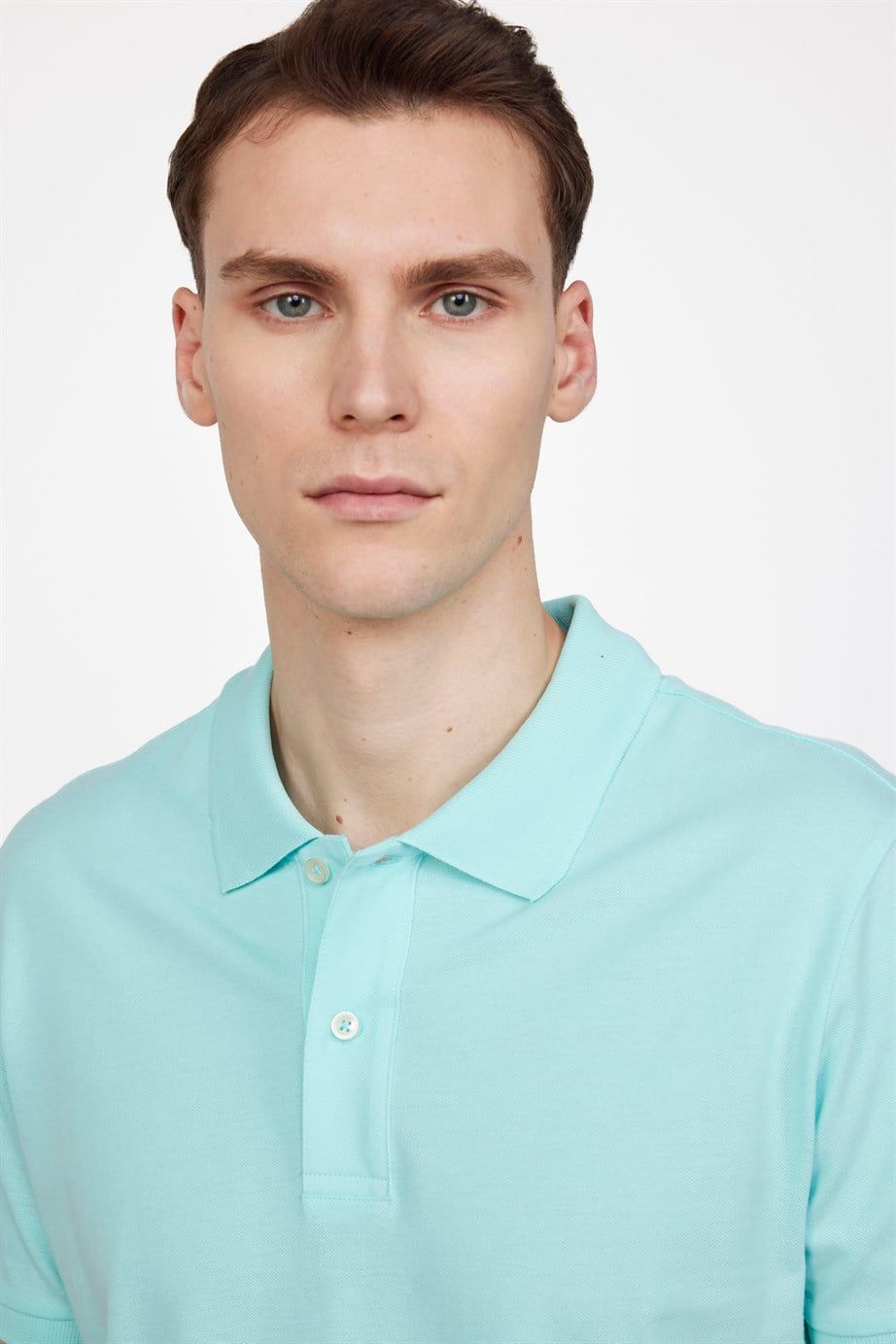 Erkek Polo Yaka Slim Fit Düz Pamuk Pike Tişört