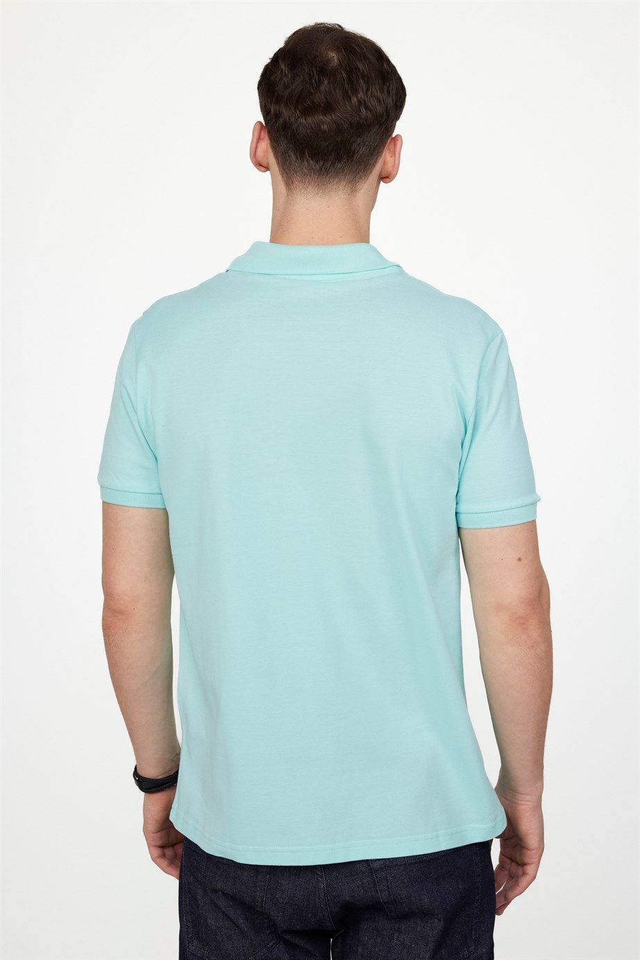 Erkek Polo Yaka Slim Fit Düz Pamuk Pike Tişört