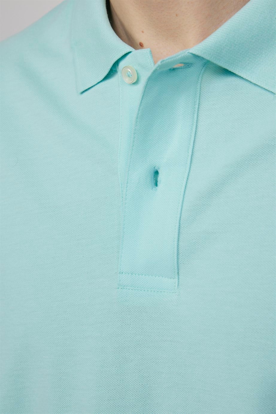 Erkek Polo Yaka Slim Fit Düz Pamuk Pike Tişört