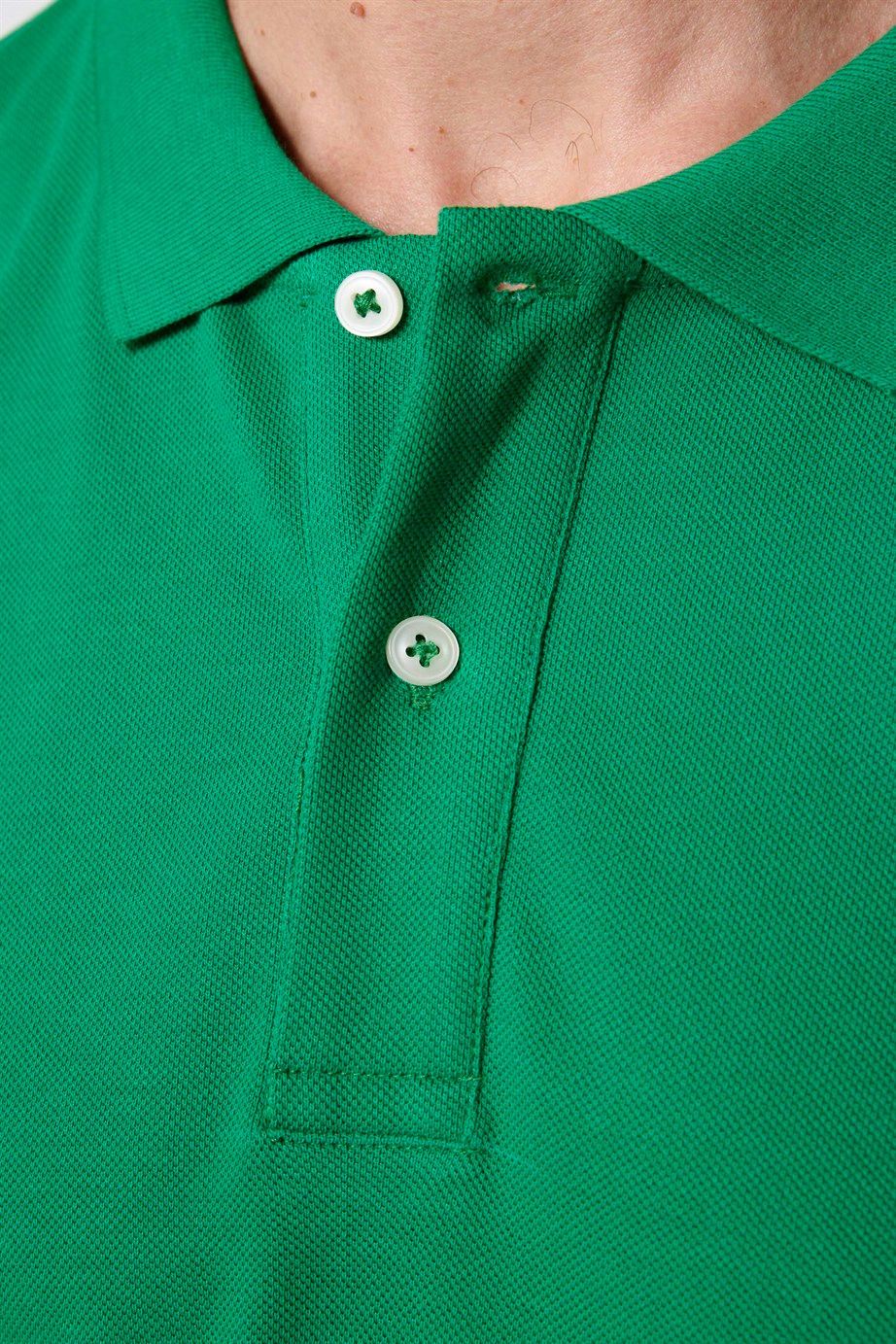 Erkek Polo Yaka Slim Fit Düz Pamuk Pike Tişört