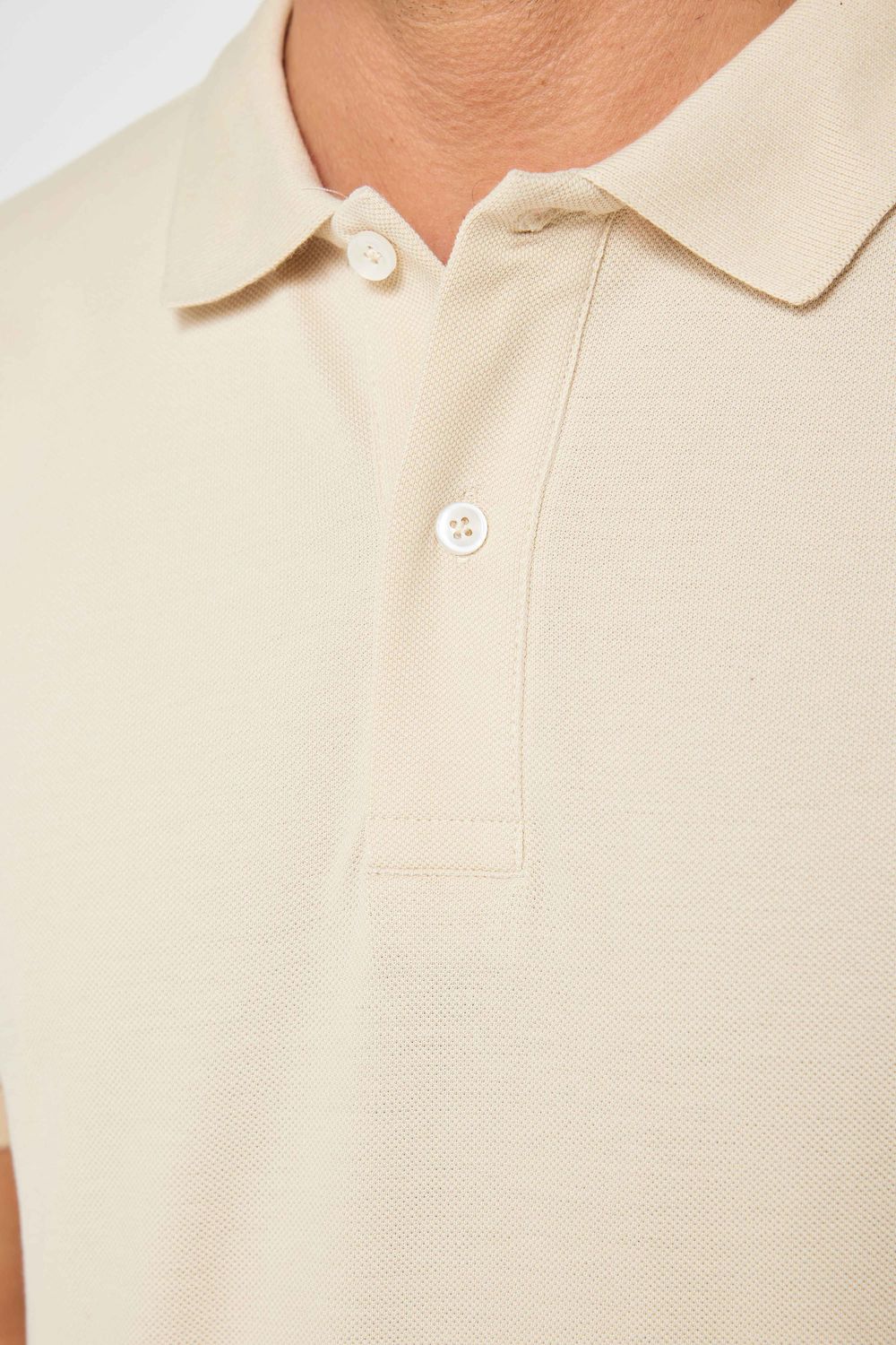 Erkek Slim Fit Dar Kesim %100 Pamuk Düz Pike Taş Renk Polo Yaka Tişört