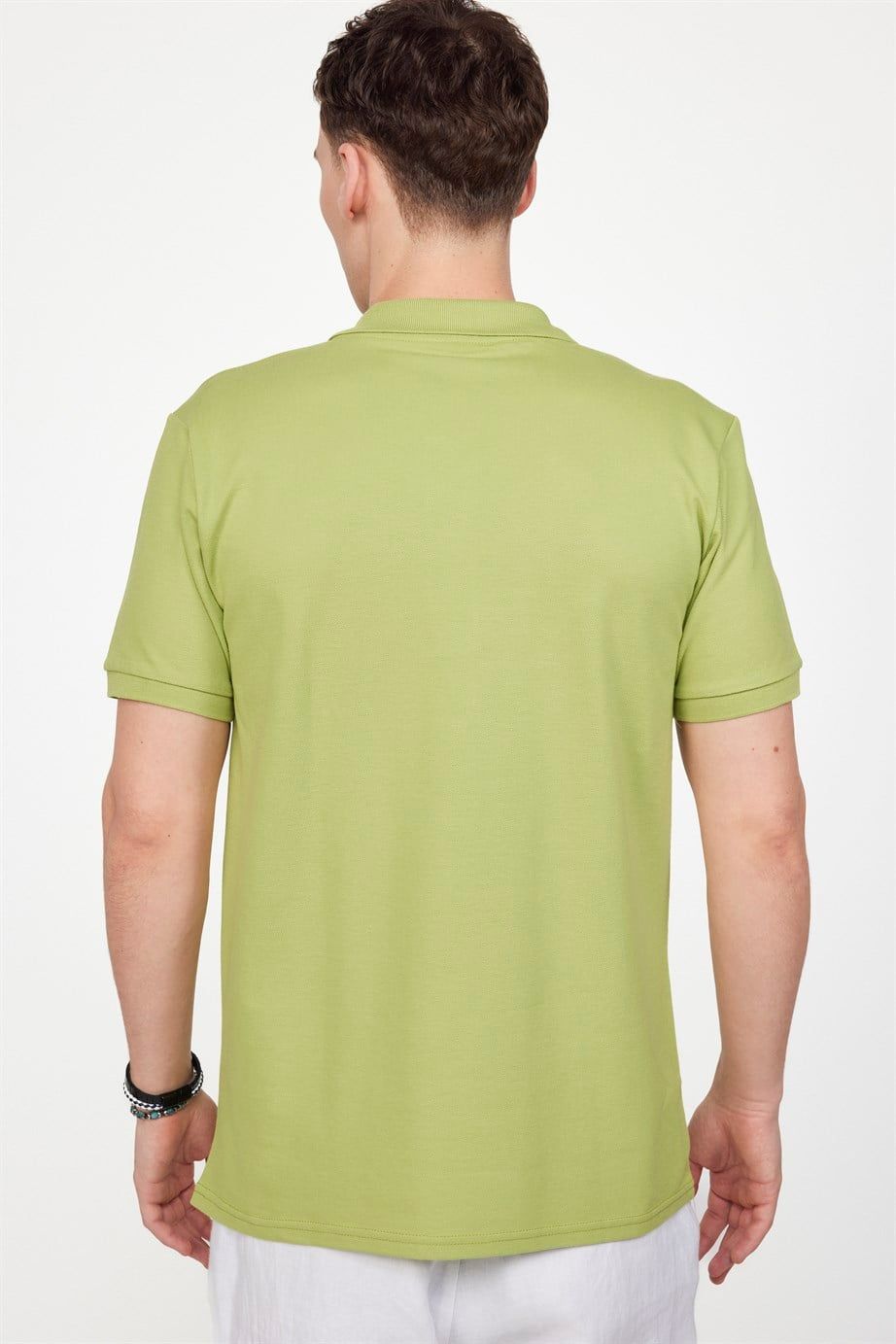 Erkek Polo Yaka Slim Fit Düz Pamuk Pike Tişört