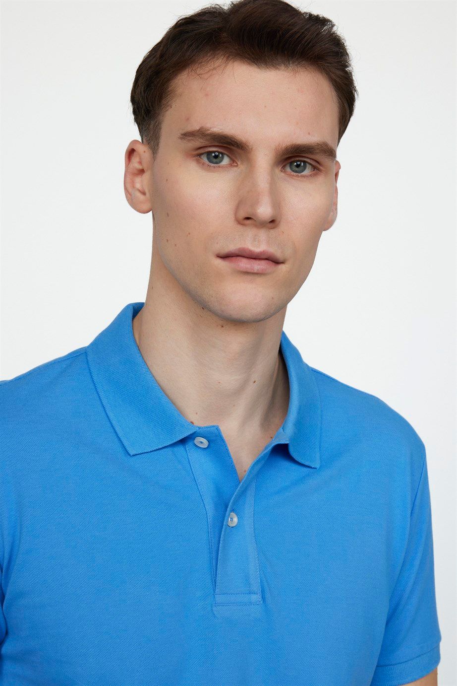 Erkek Polo Yaka Slim Fit Düz Pamuk Pike Tişört