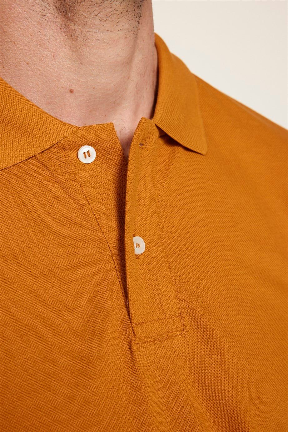 Erkek Polo Yaka Slim Fit Düz Pamuk Pike Kiremit Tişört