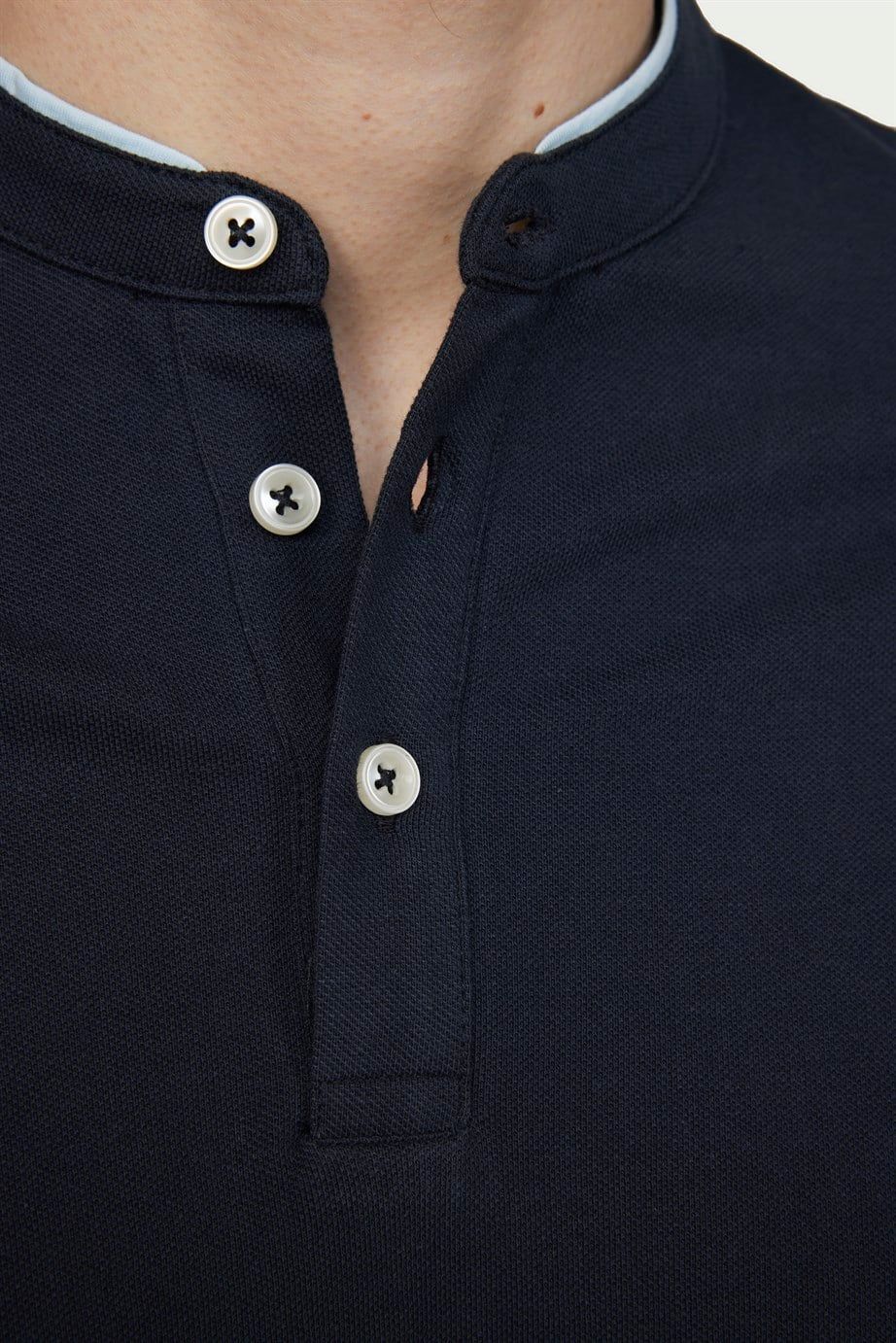 Erkek Slim Fit Hakim Yaka Pike Pamuk Tişört