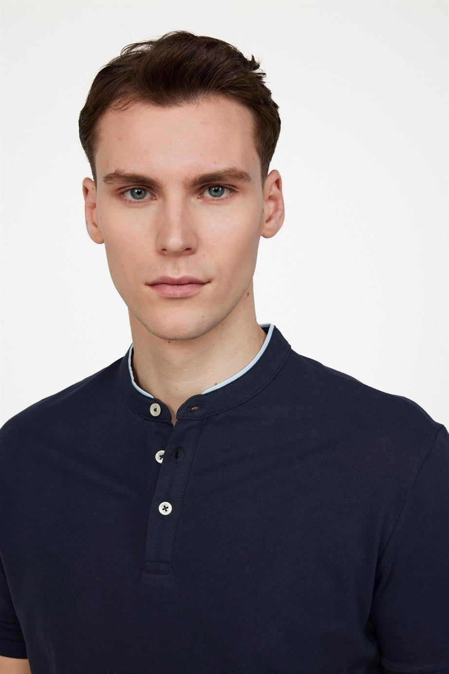 Erkek Slim Fit Hakim Yaka Pike Pamuk Tişört