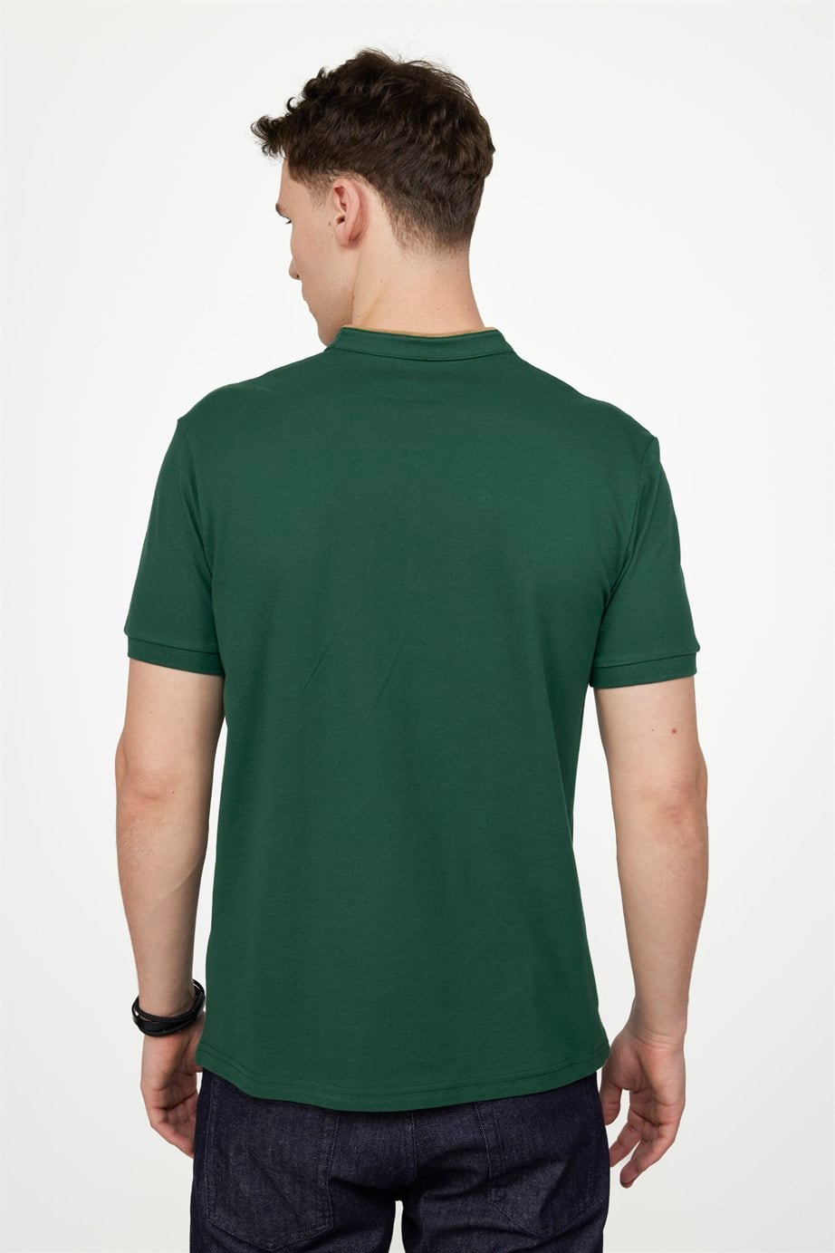 Erkek Slim Fit Hakim Yaka Pike Pamuk Tişört