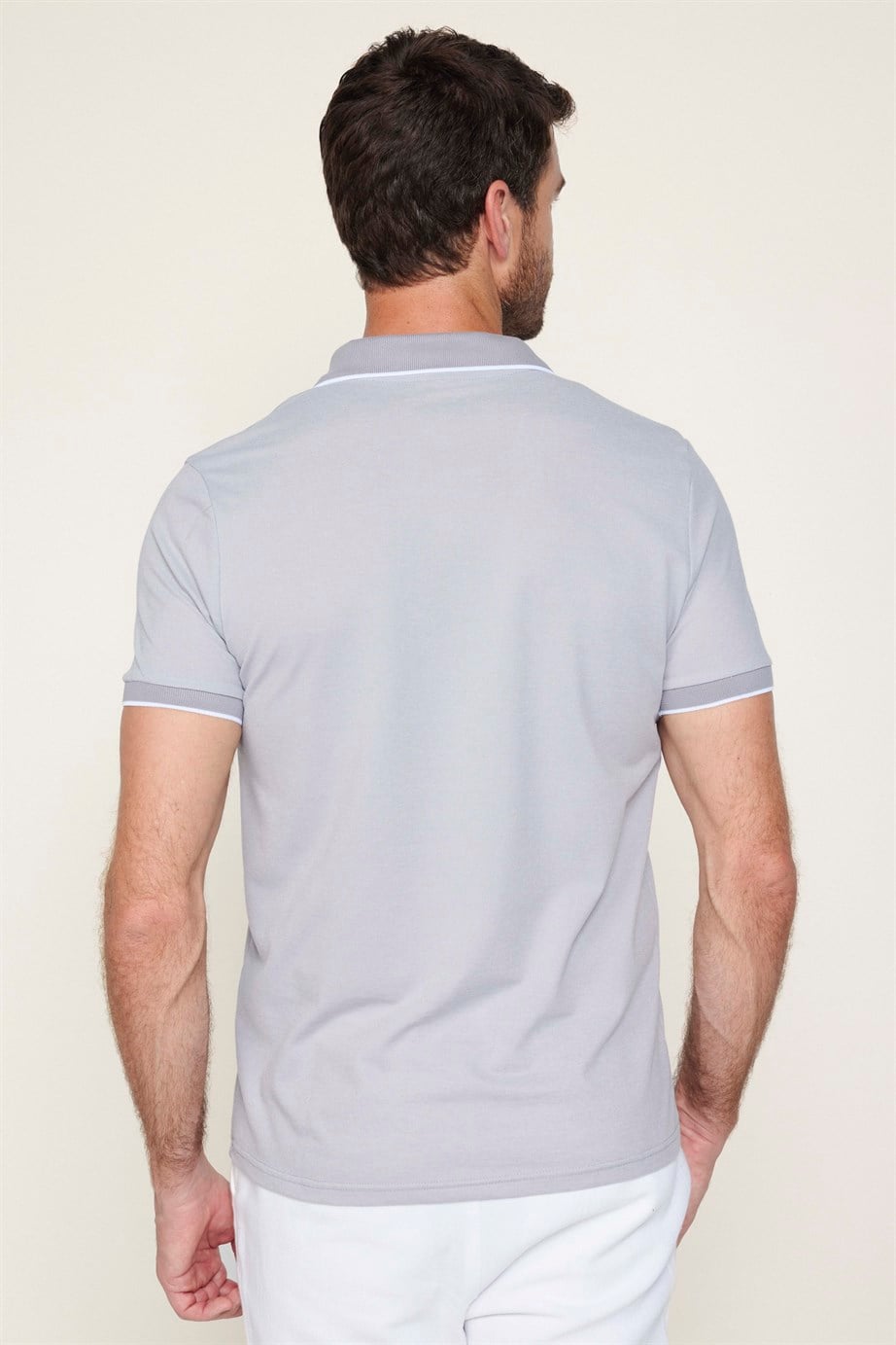Erkek Slim Fit Fermuarlı Polo Yaka Pike Pamuklu Tişört