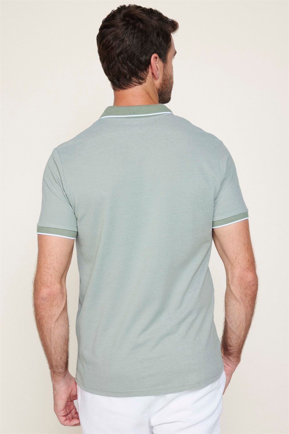 Erkek Slim Fit Fermuarlı Polo Yaka Pike Pamuklu Tişört