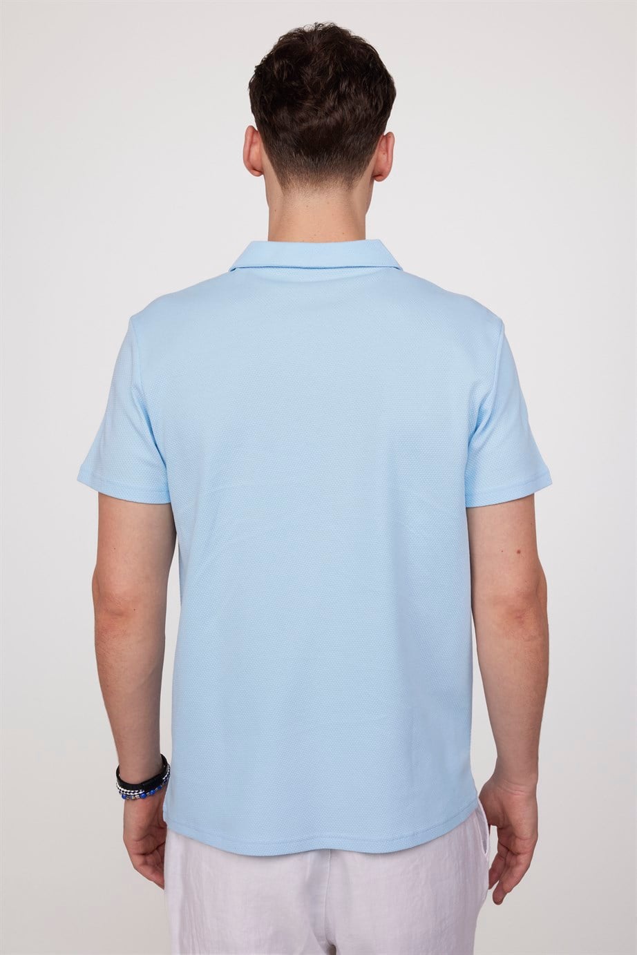 Slim Fit Desenli Polo Yaka Erkek Tişört