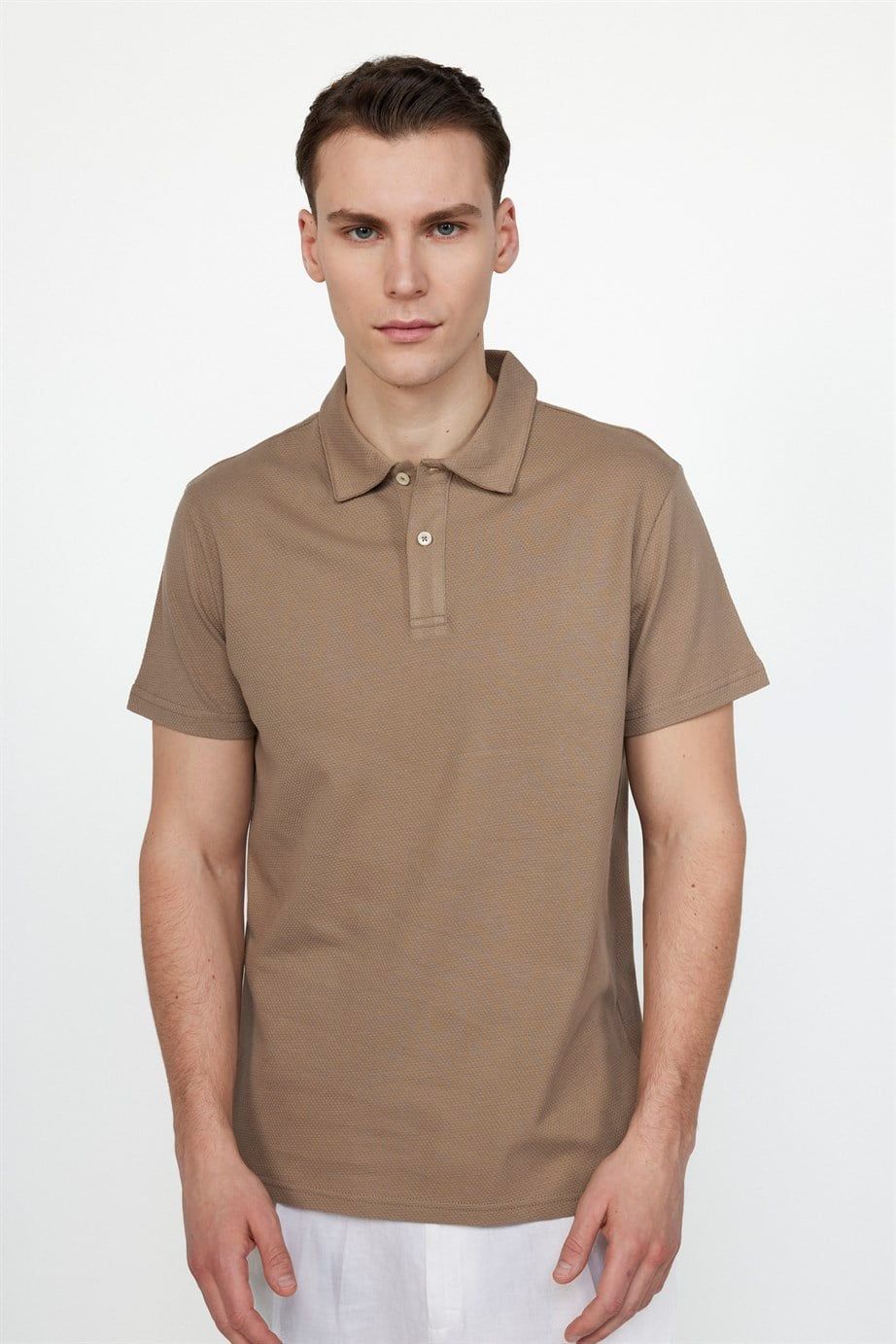Slim Fit Desenli Polo Yaka Erkek Tişört