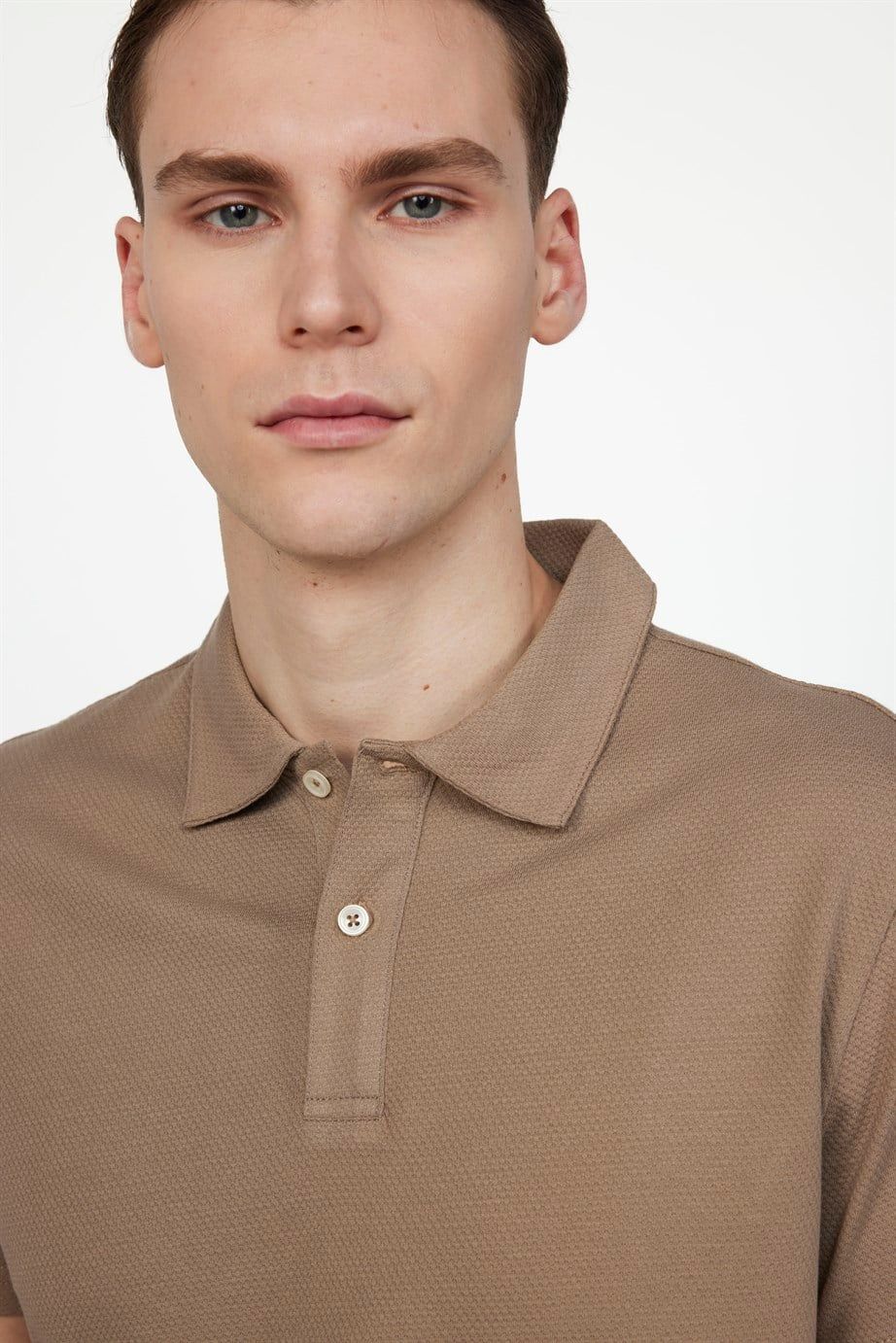 Slim Fit Desenli Polo Yaka Erkek Tişört