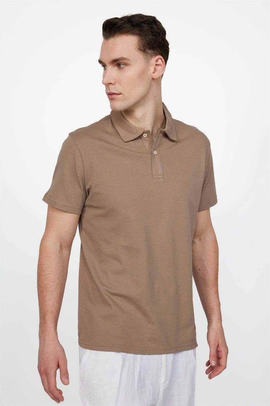 Slim Fit Desenli Polo Yaka Erkek Tişört
