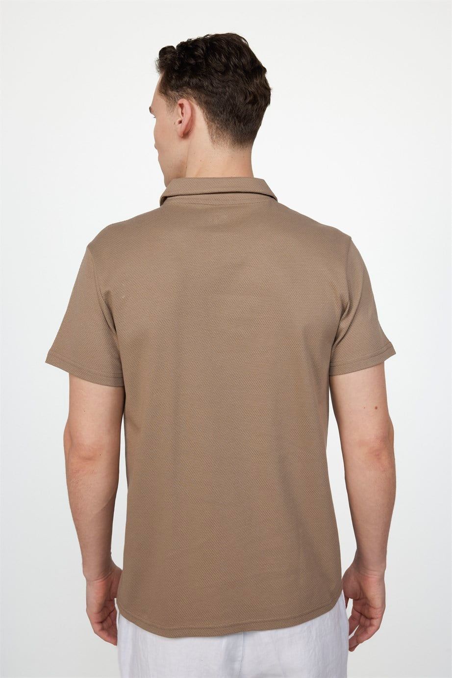 Slim Fit Desenli Polo Yaka Erkek Tişört