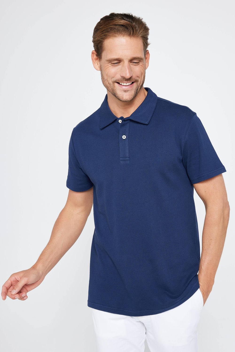 Slim Fit Desenli Polo Yaka Lacivert Erkek Tişört