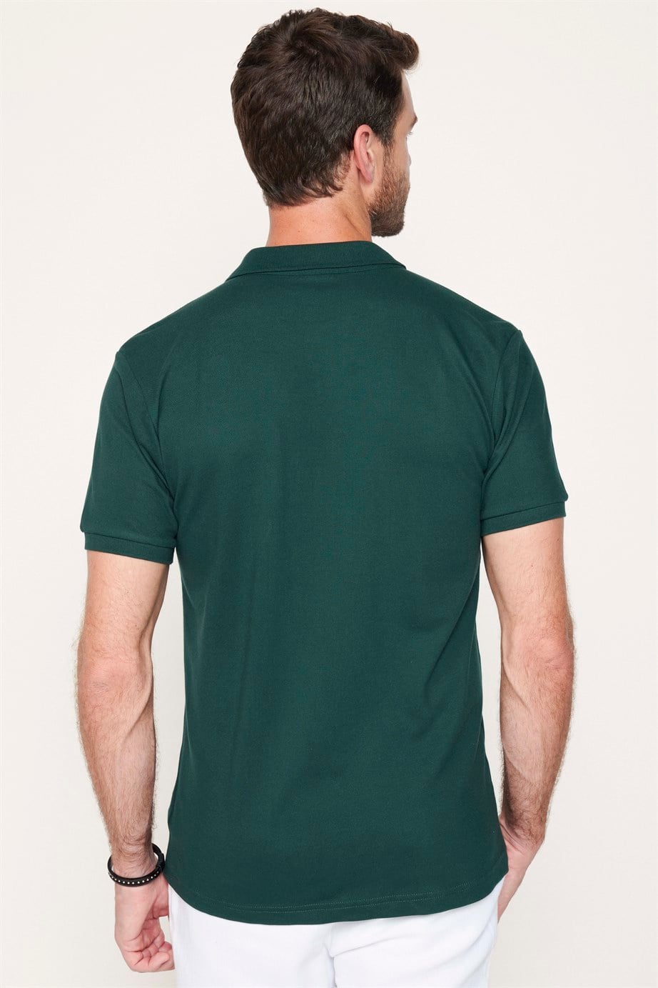 Erkek Polo Yaka Slim Fit Düz Pamuk Pike Füme Tişört