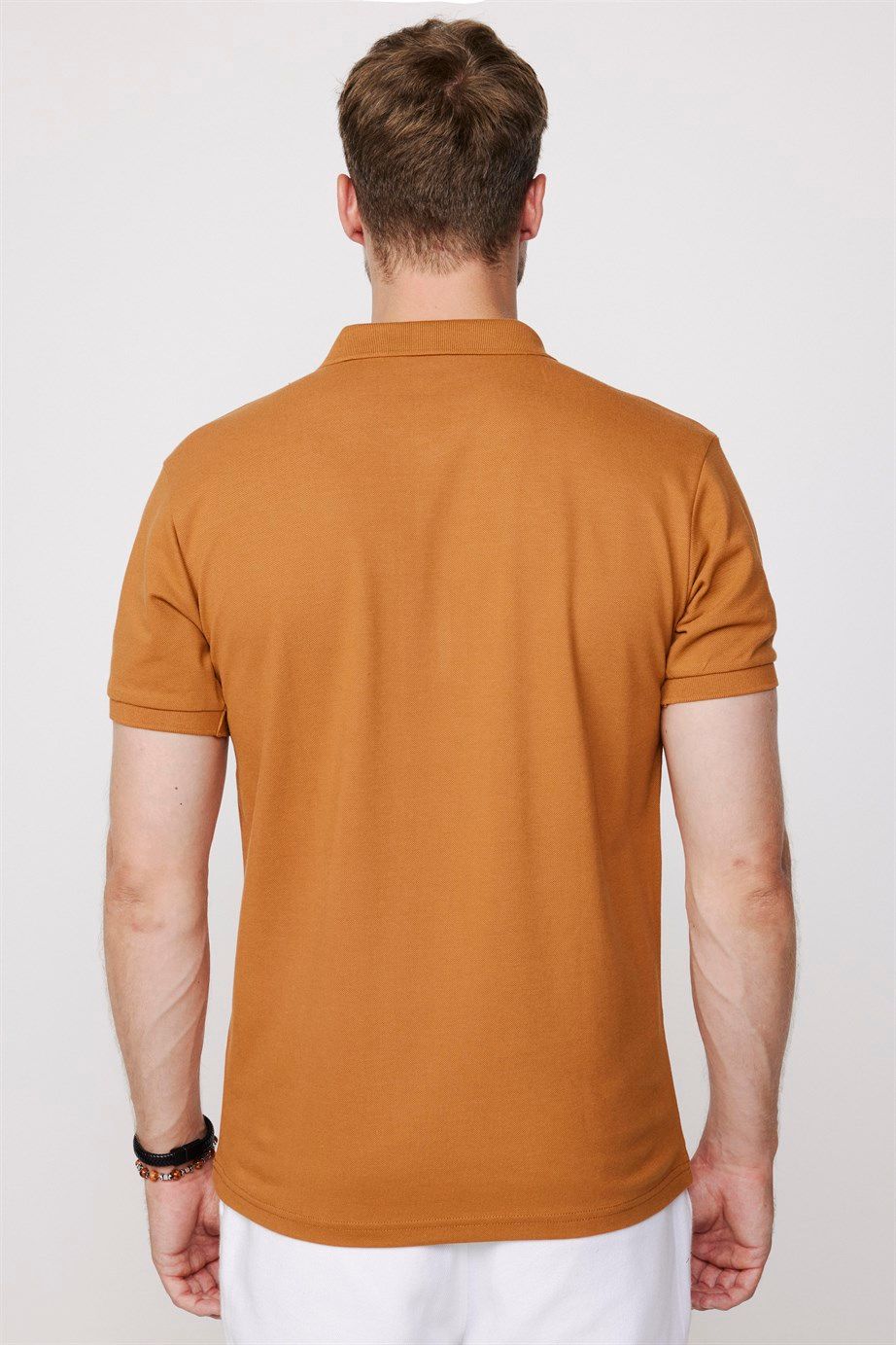 Erkek Polo Yaka Slim Fit Düz Pamuk Pike Tişört