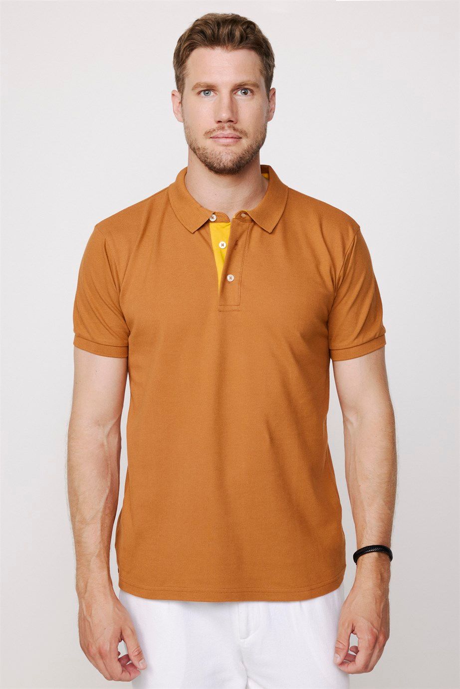 Erkek Polo Yaka Slim Fit Düz Pamuk Pike Tişört