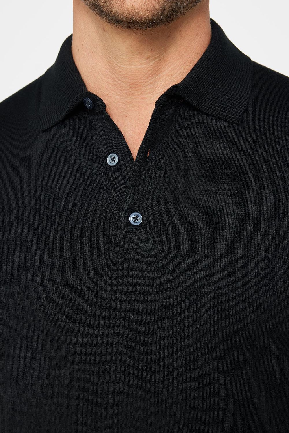 Erkek Slim Fit Dar Kesim Pamuklu Örme Triko Siyah Polo Yaka Tişört