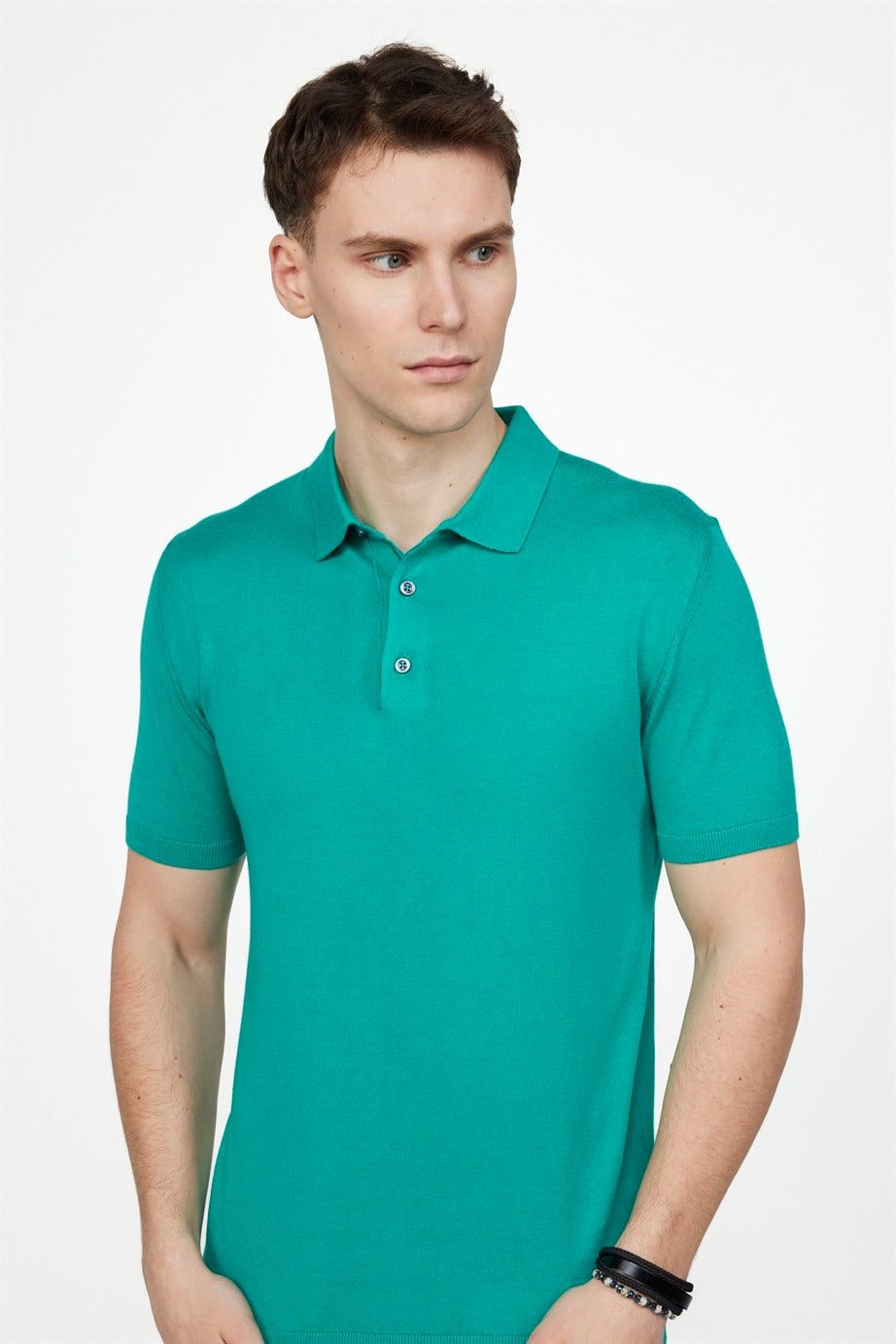 Erkek Polo Yaka Slim Fit Örme Triko Pamuklu Tişört