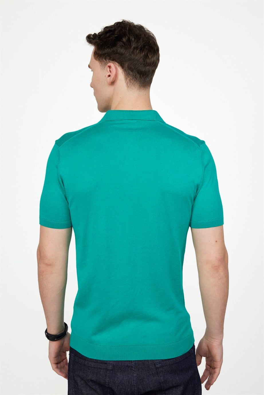 Erkek Polo Yaka Slim Fit Örme Triko Pamuklu Tişört