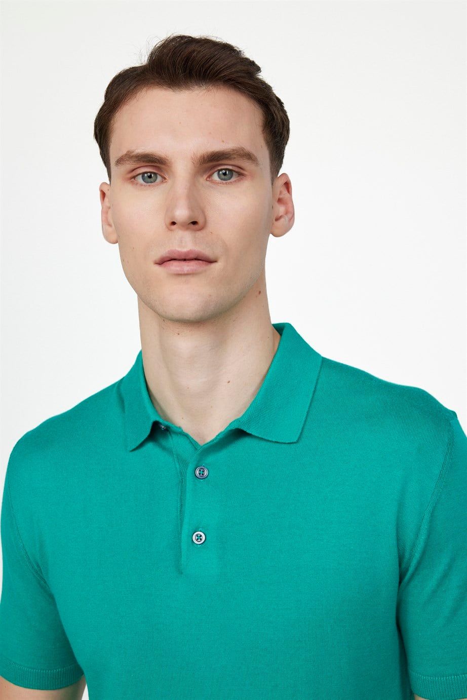 Erkek Polo Yaka Slim Fit Örme Triko Pamuklu Tişört