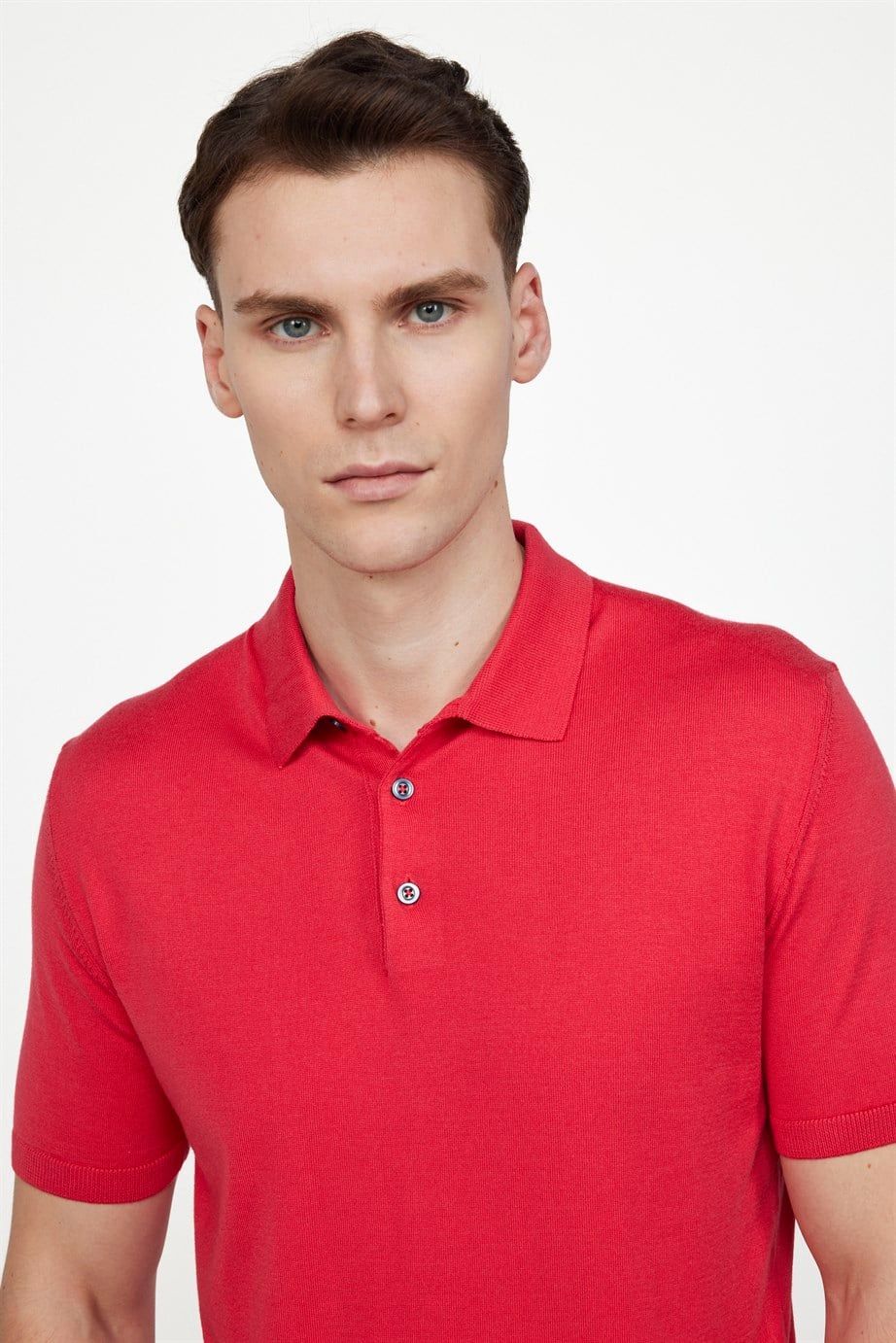 Erkek Polo Yaka Slim Fit Örme Triko Pamuklu Tişört