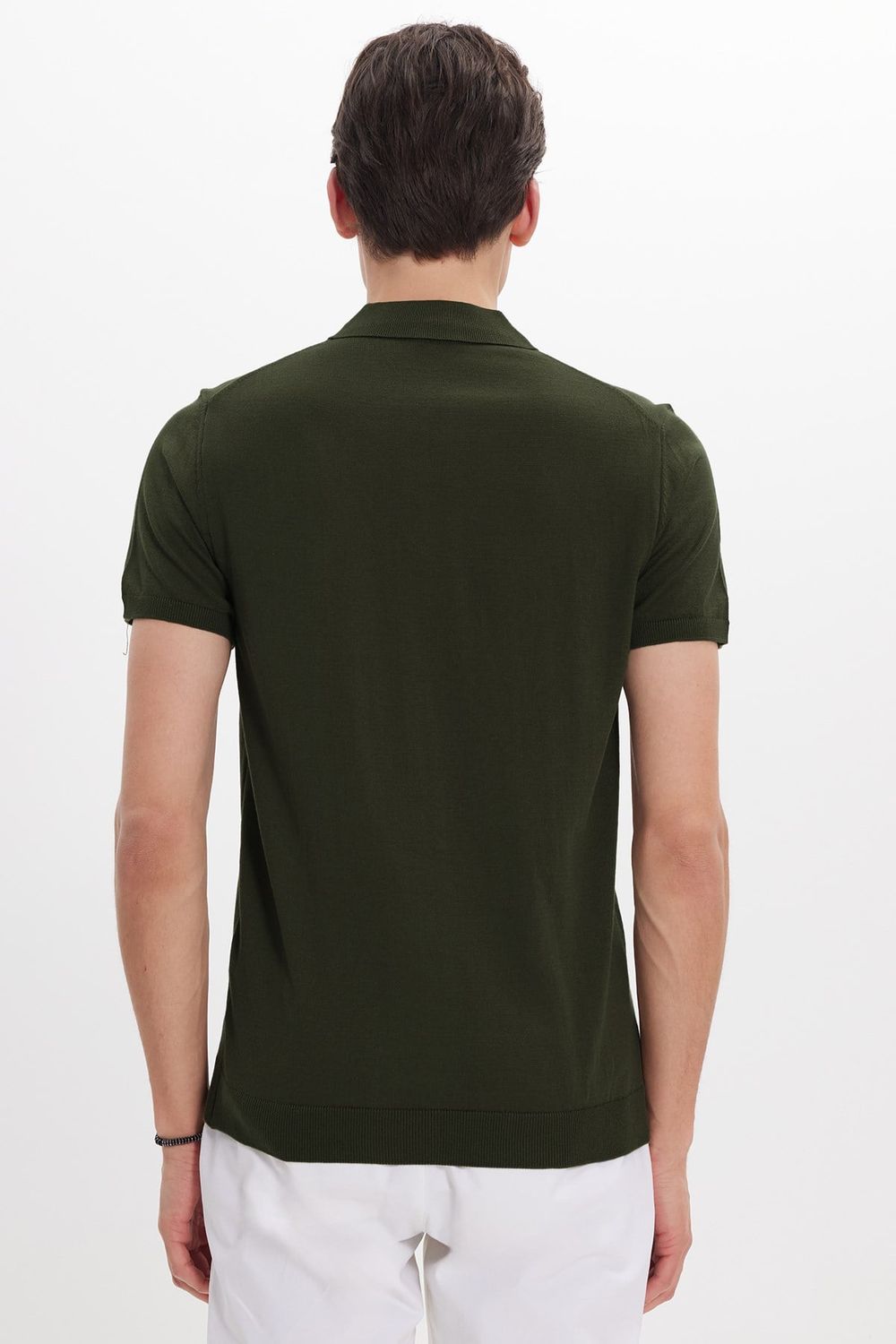 Erkek Polo Yaka Slim Fit Örme Triko Pamuklu Tişört