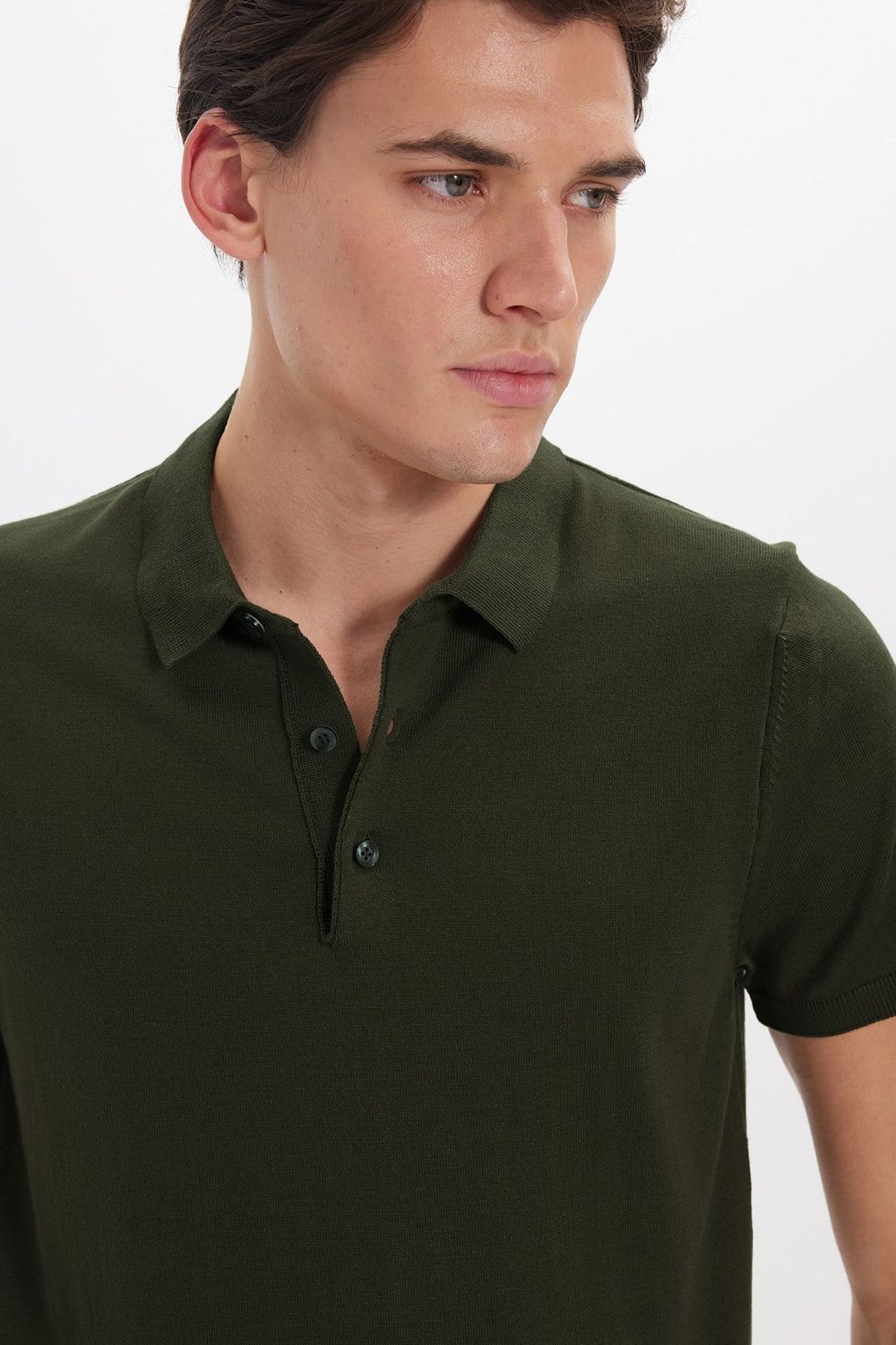 Erkek Polo Yaka Slim Fit Örme Triko Pamuklu Tişört