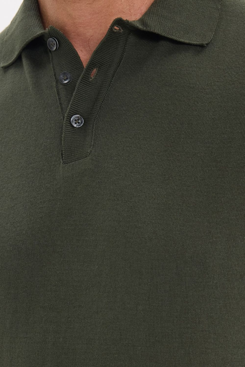 Erkek Slim Fit Dar Kesim Pamuklu Örme Triko Haki Polo Yaka Tişört