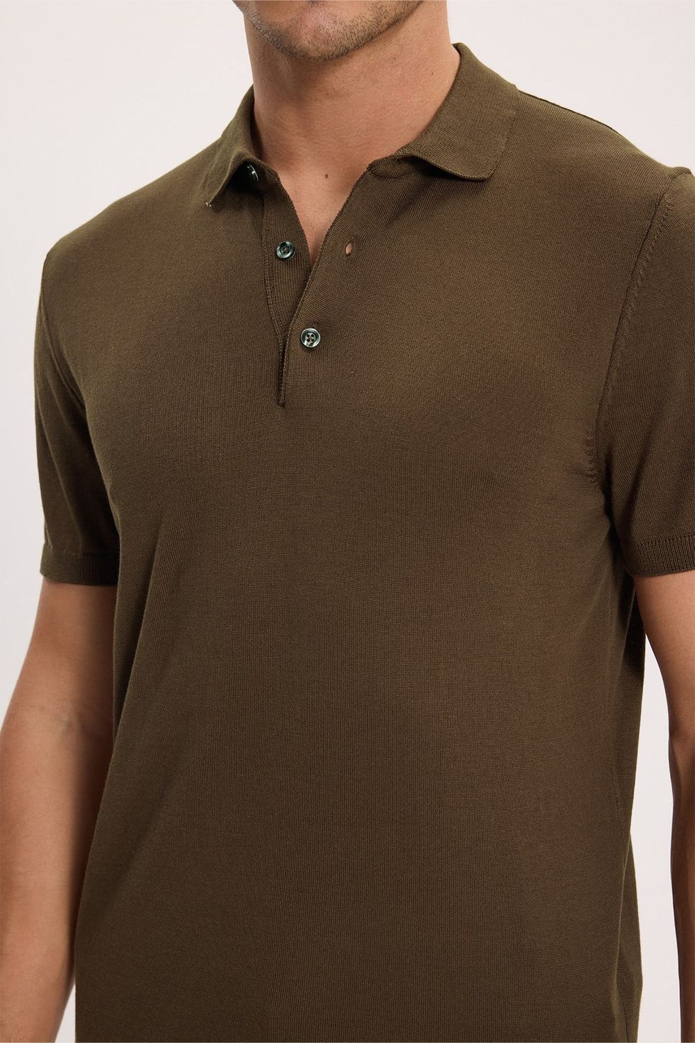 Erkek Polo Yaka Slim Fit Örme Triko Pamuklu Tişört