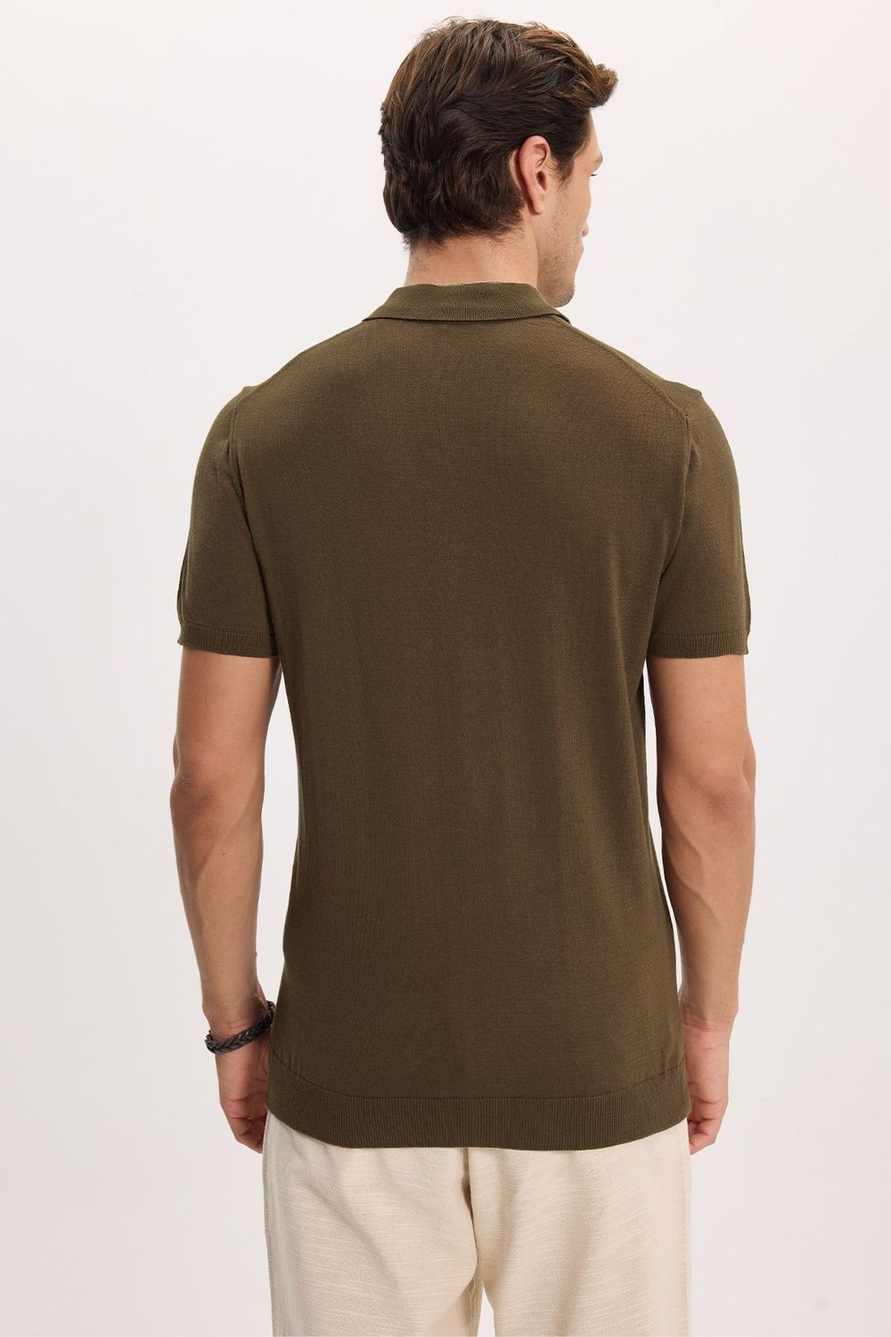 Erkek Polo Yaka Slim Fit Örme Triko Pamuklu Tişört