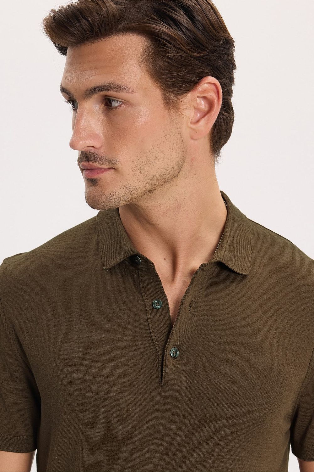 Erkek Polo Yaka Slim Fit Örme Triko Pamuklu Tişört