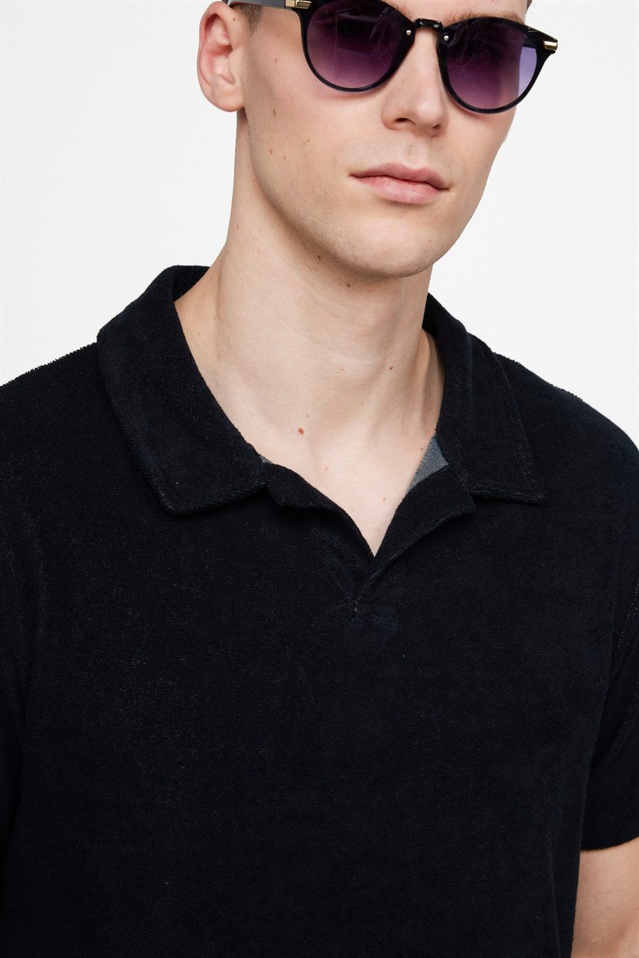 Erkek Polo Yaka Slim Fit Terrycloth Havlu Kumaş  Tişört