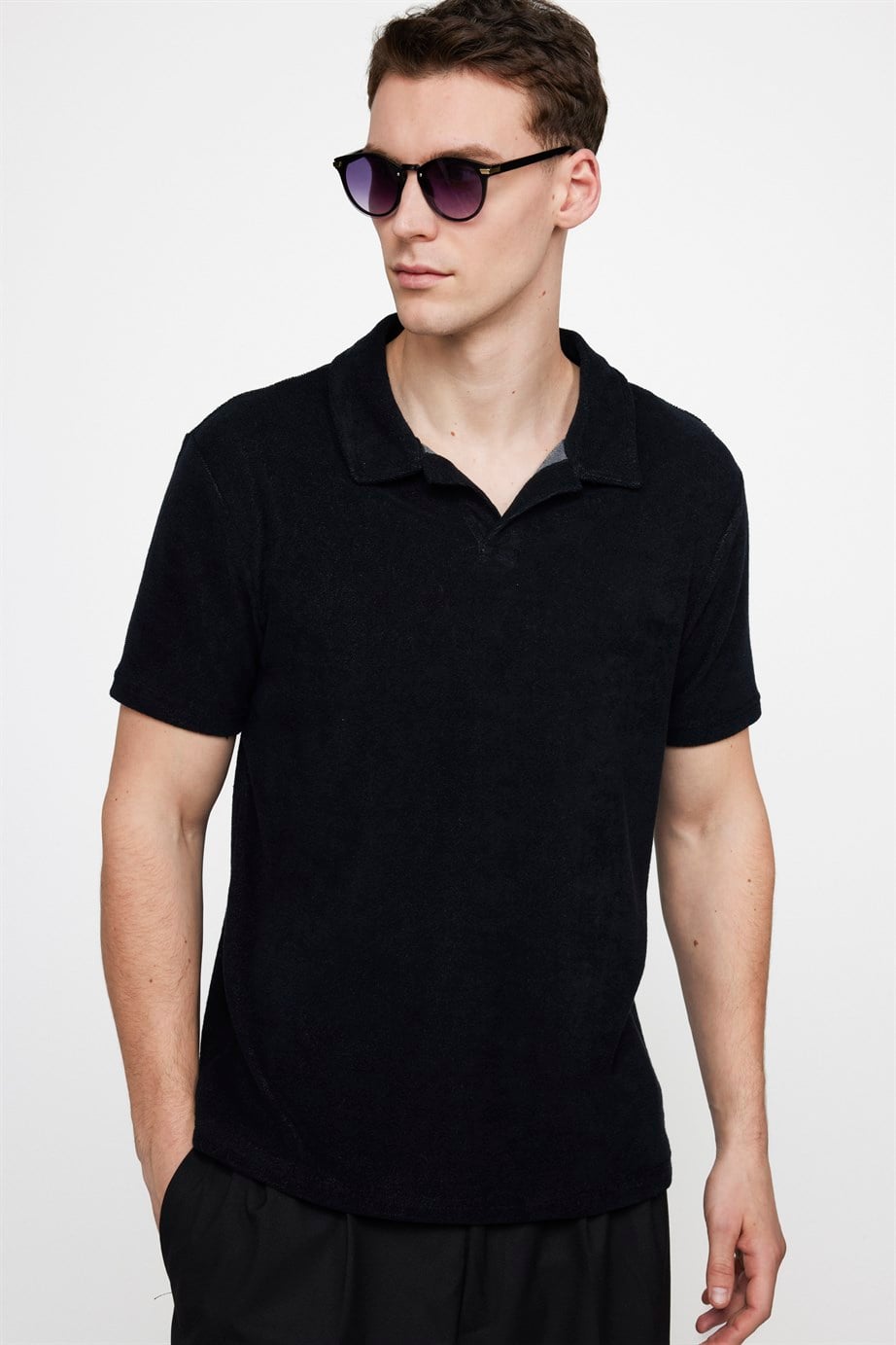 Erkek Polo Yaka Slim Fit Terrycloth Havlu Kumaş  Tişört