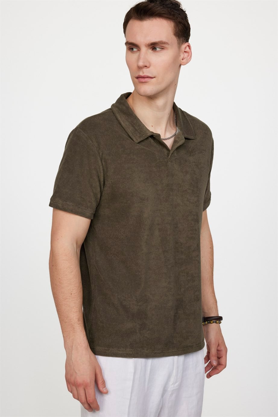 Erkek Polo Yaka Slim Fit Terrycloth Havlu Kumaş  Tişört