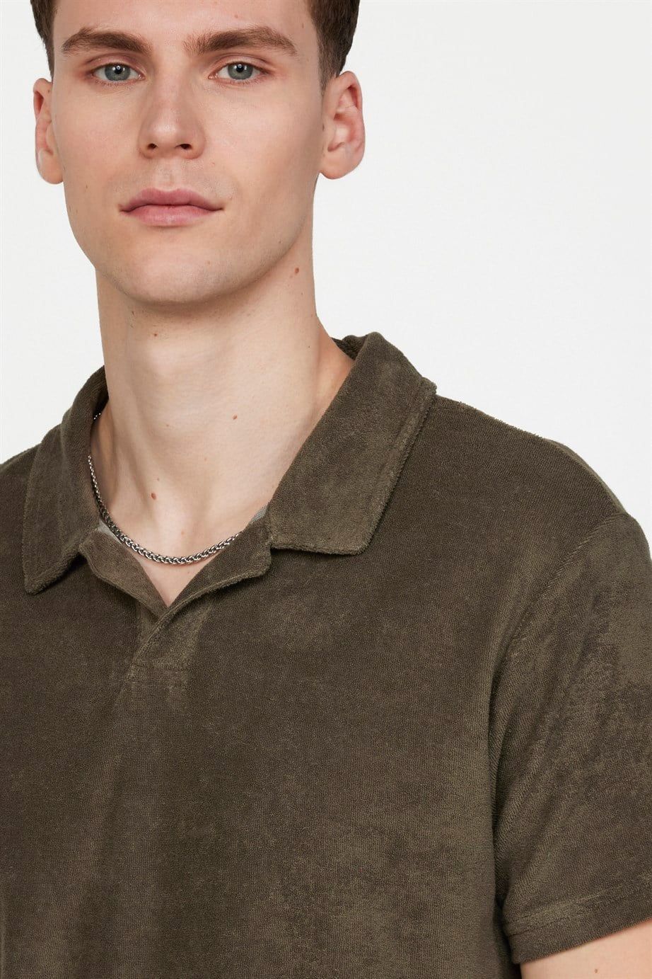 Erkek Polo Yaka Slim Fit Terrycloth Havlu Kumaş  Tişört